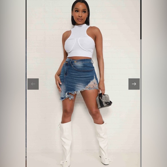 Asymmetrical Denim Skirt - Picture 1 of 4